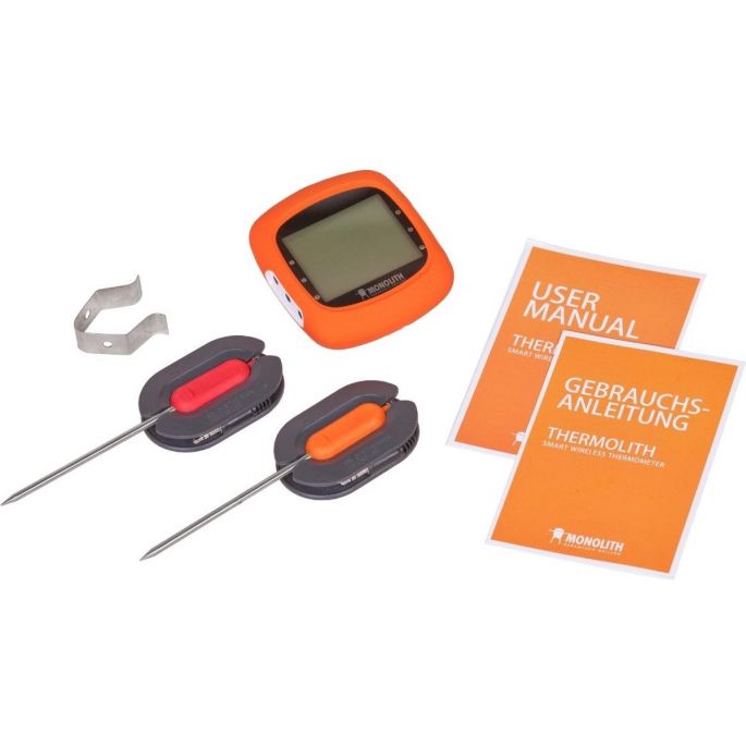 Thermo-Lith - Bluetooth thermometer - Rood & Oranje - 19,5 x 13,7 x 5 cm - Monolith - BBQ thermometer 