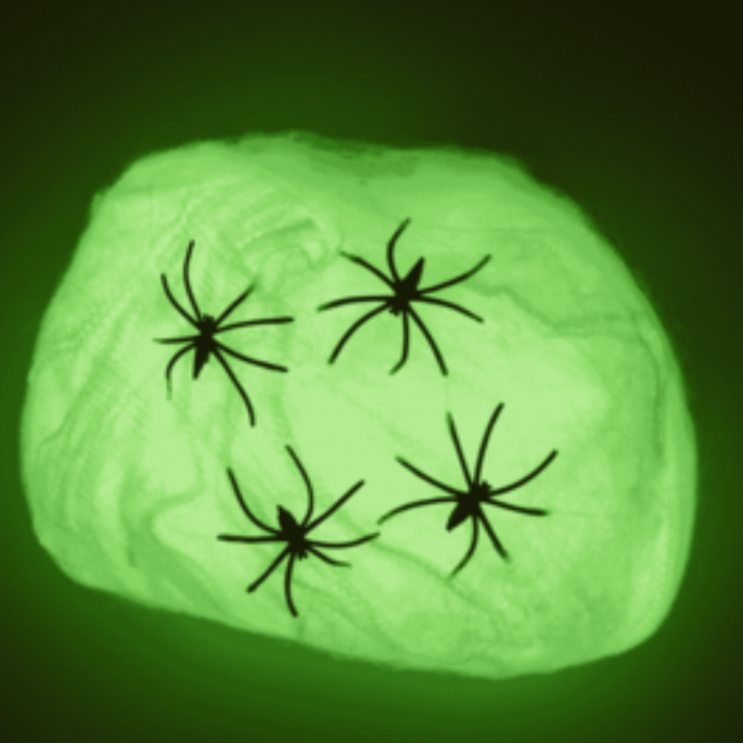 Spiderweb, Glow in the dark, incl. 4 spiders