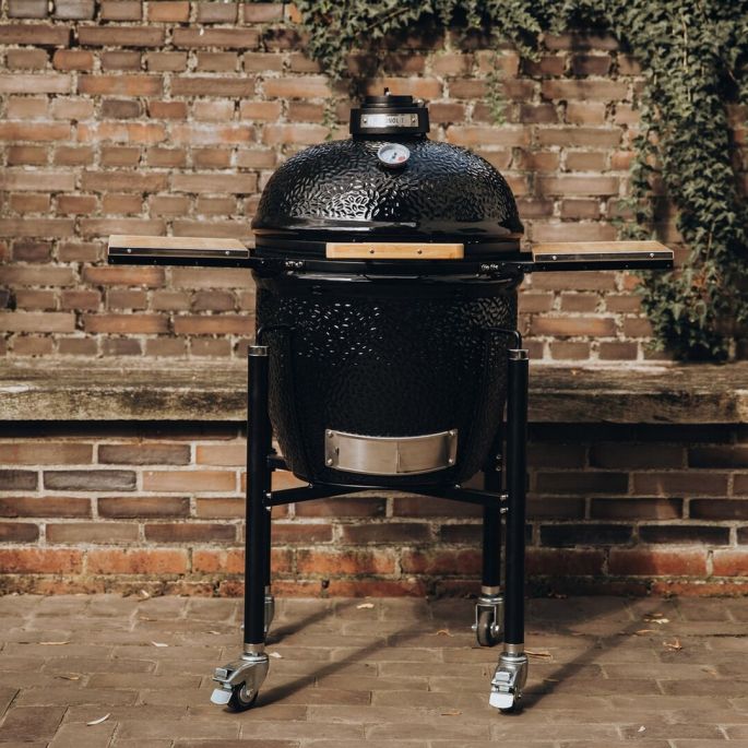 Monolith Basic Pro-Serie 2.0 - Zwarte Kamado BBQ met Onderstel en Zijtafels - Compleet Grill Systeem - Kamado BBQ - Zwarte Kamado BBQ met Onderstel