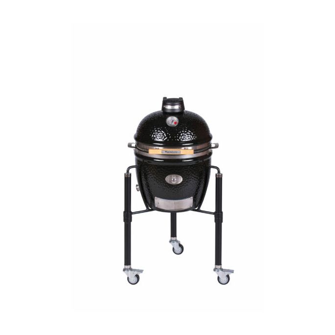 MONOLITH JUNIOR - Compacte Kamado BBQ in Zwart Inclusief Onderstel - Grillen in Stijl - Zwarte Kamado BBQ - Ideaal voor Kleine Ruimtes en Balkons