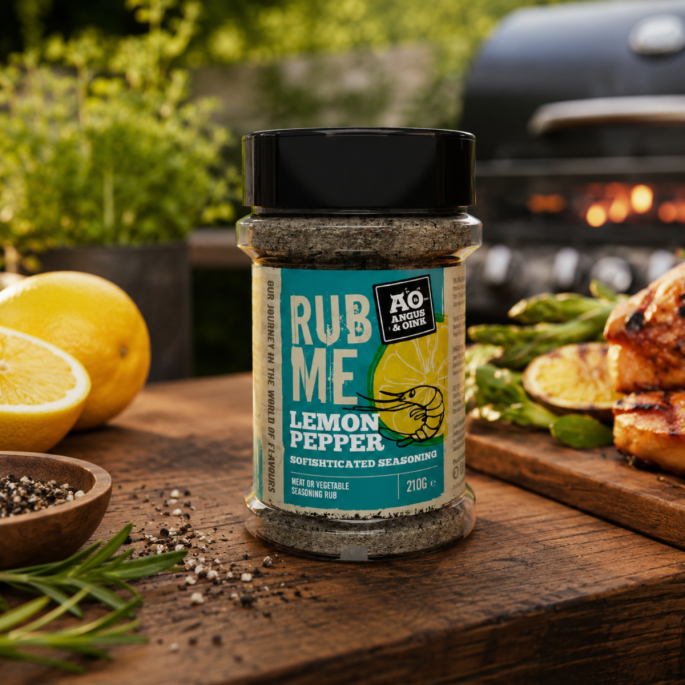 Angus & Oink Lemon Pepper rub in BBQ-setting
