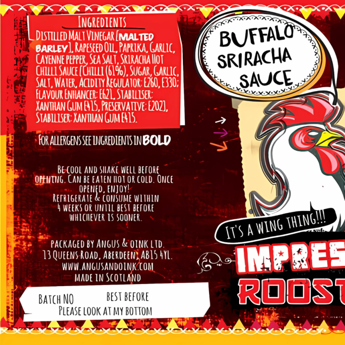 Angus & Oink Impressive Rooster – Buffalo Sriracha sauce 295