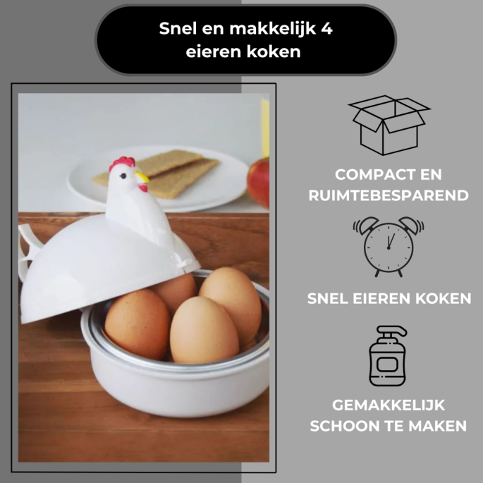 Magnetron Eierkoker – 4 Eierkokers in 1 Set voor Snelle Bereiding