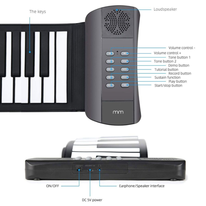 Roll Up Keyboard – Compacte Oprolbare Digitale Piano met 61 Toetsen & 16 Instrumenttonen