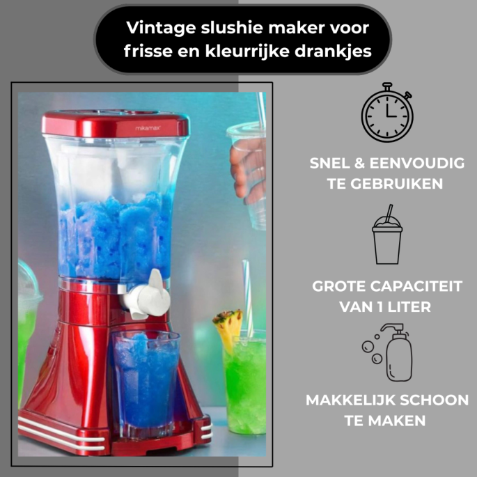 Vintage Slushie Maker – 1 Liter Retro Machine Voor Zelfgemaakte Slushies