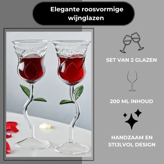 Roosvormige Wijnglazen – Set van 2