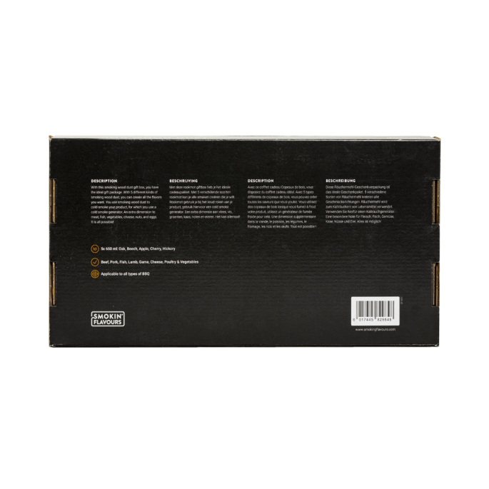 Giftbox rookmot 5x 650 ml eik - beuk - appel - kers - hickory