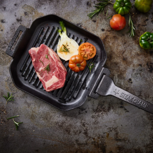 Gietijzeren Grillpan met Afneembaar Handvat - 26 cm - Steak Champ